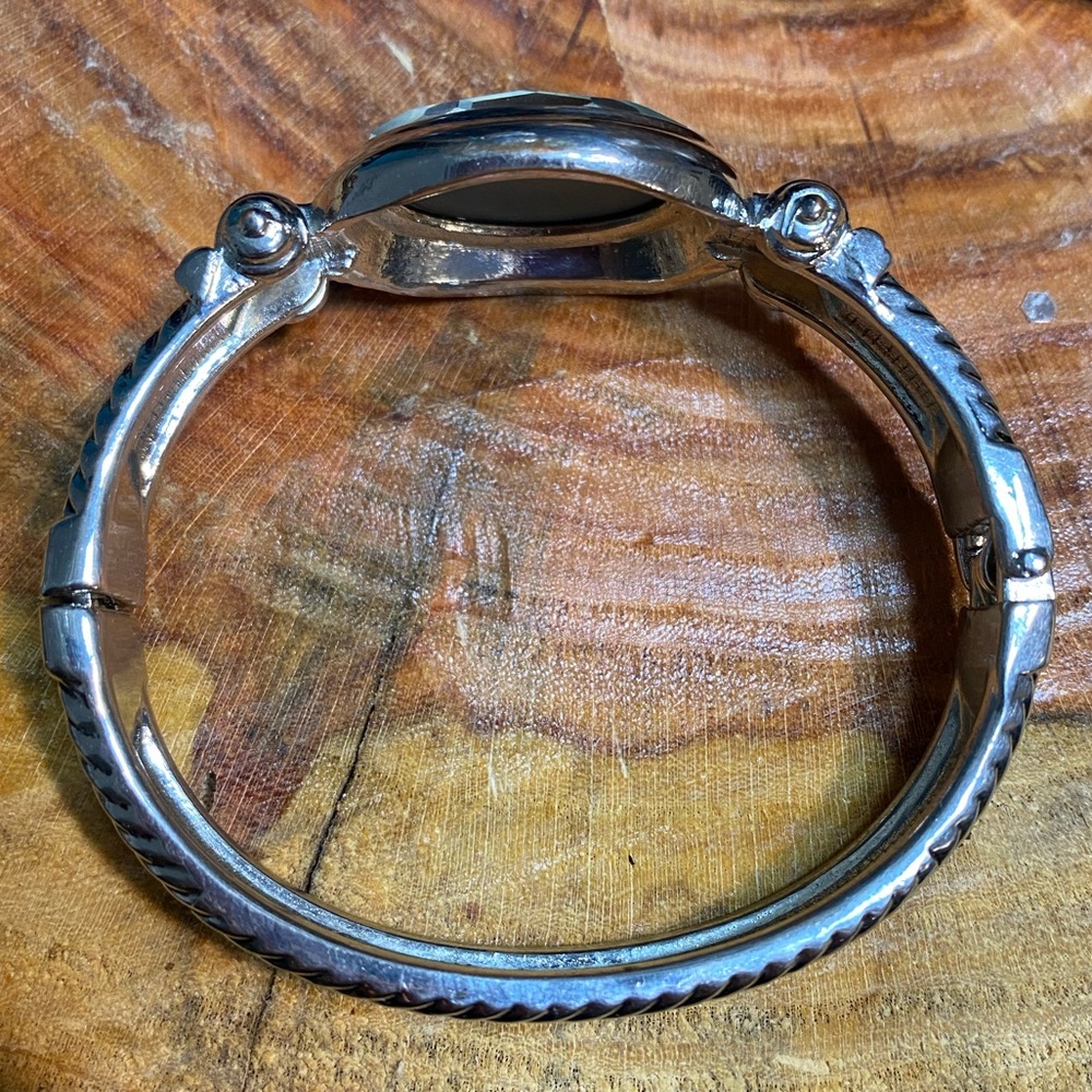 Vintage Elegant Statement Bracelet, Silver tone with Mirror - Picture 10 of 17